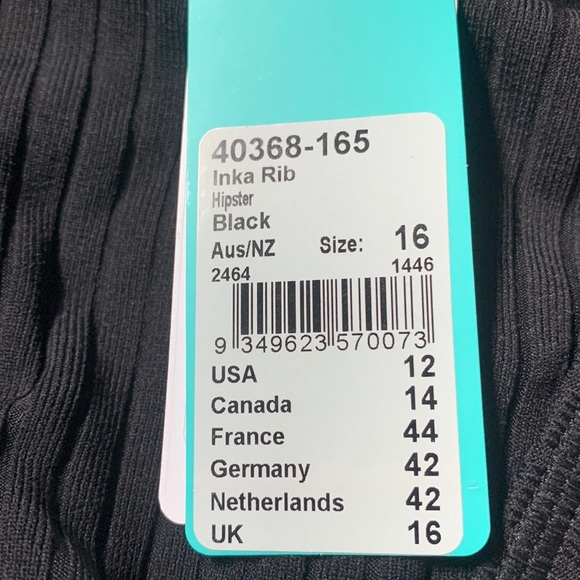 NWT SEAFOLLY Inka Rib Hipster Bikini Bottom black size 12 - Picture 8 of 9